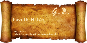 Govrik Milán névjegykártya
